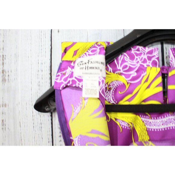 Vintage Sun Fashions of Hawaii Purple Floral Print Chinese Style Dress Pants 10 - Picture 9 of 16